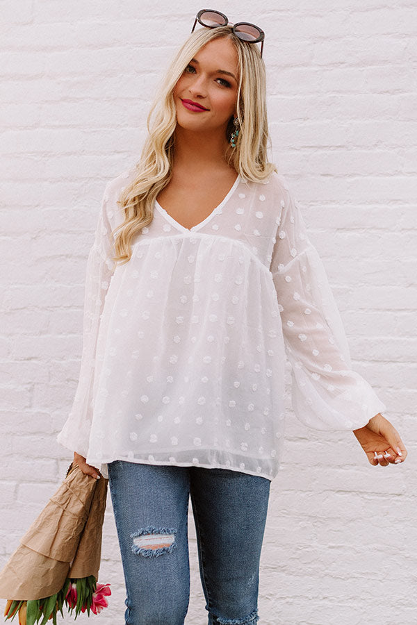 Spot On Babydoll Top In White