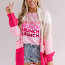 Sweet As Pumpkin Pie Stripe Cardigan in Hot Pink Image - 1