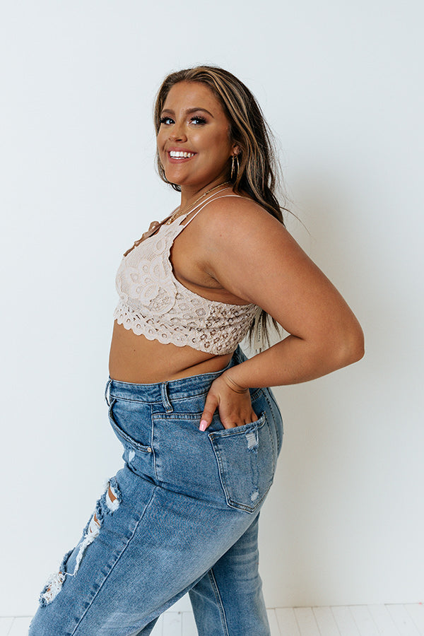 Paris Premier Lace Bralette In Beige Curves Image - 3