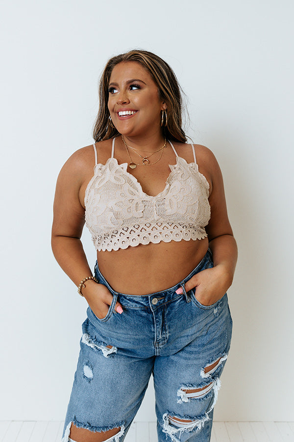 Paris Premier Lace Bralette In Beige Curves Image - 2
