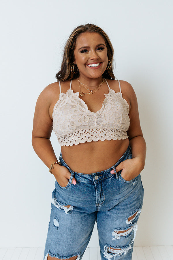 Paris Premier Lace Bralette In Beige Curves Image - 1