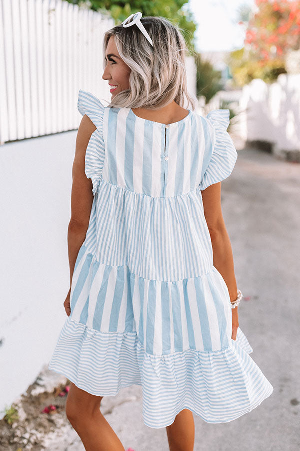 Happiness Forever Stripe Babydoll Dress in Sky Blue Image - 5