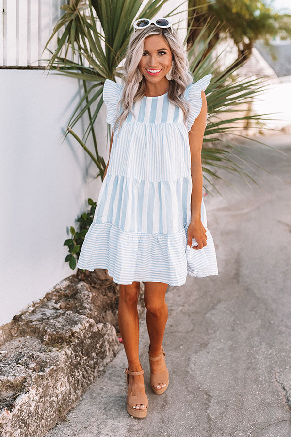 Happiness Forever Stripe Babydoll Dress in Sky Blue Image - 1