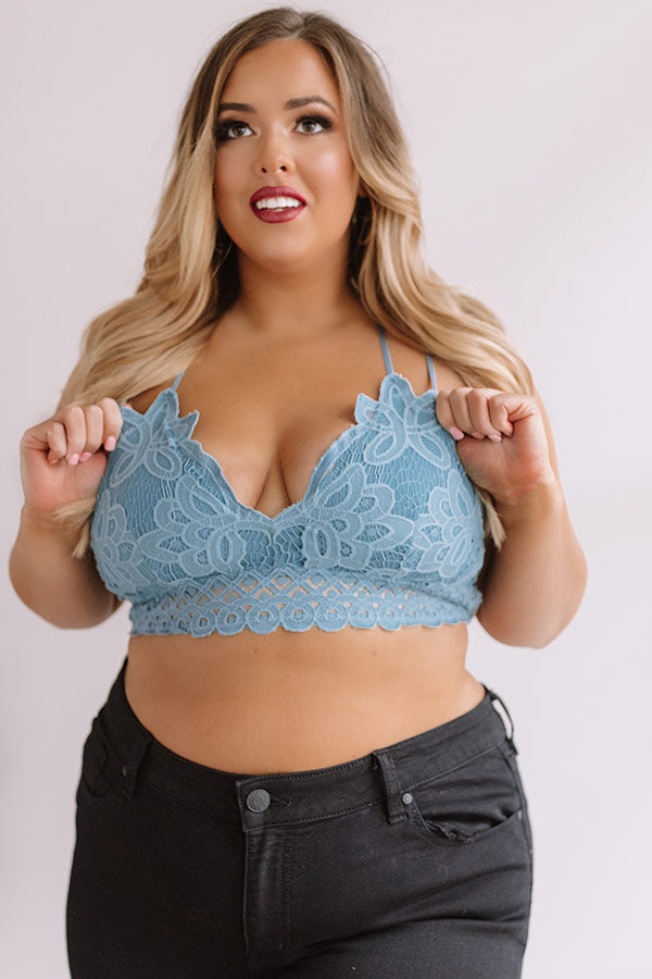 Paris Premier Lace Bralette In Light Teal Curves Image - 1