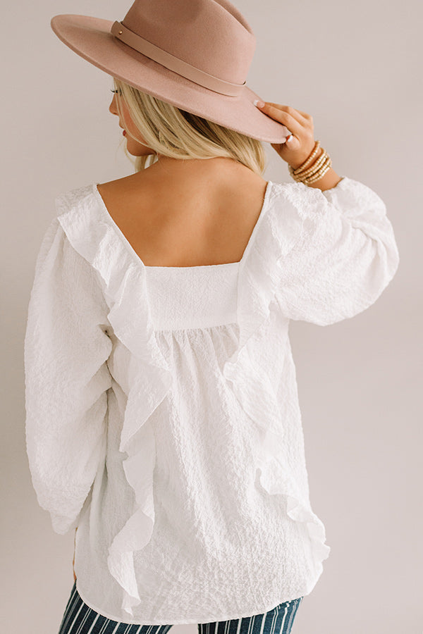 Dreams Of Tomorrow Ruffle Shift Top In White • Impressions Online Boutique
