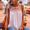 Sunset Watching Embroidered Tank in White Image - 1