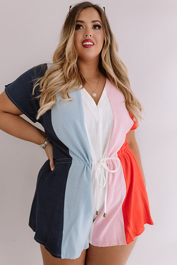 Pool Party In Panama Stripe Romper Curves Image - 2