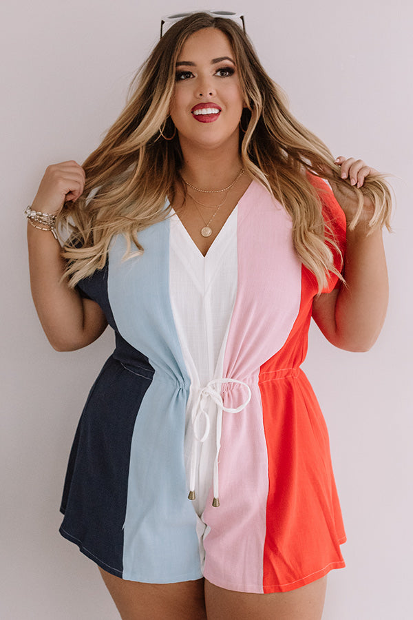 Pool Party In Panama Stripe Romper Curves Image - 1