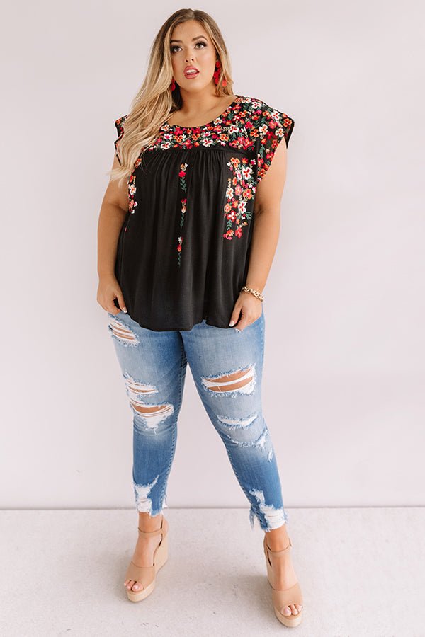 Resort To This Embroidered Shift Top In Black Curves Image - 2