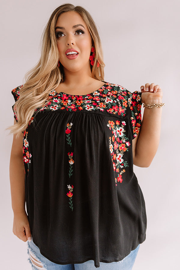 Resort To This Embroidered Shift Top In Black Curves Image - 3