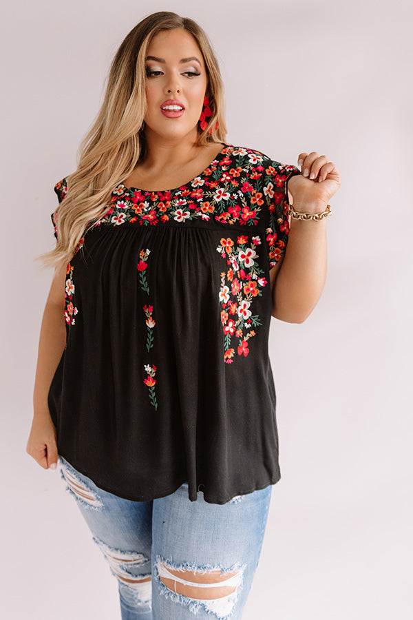 Resort To This Embroidered Shift Top In Black Curves Image - 1