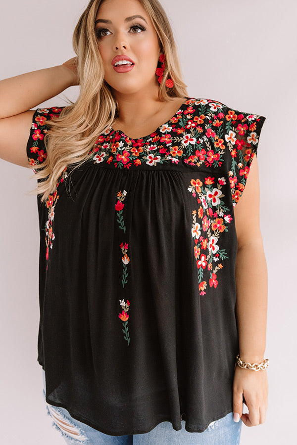 Resort To This Embroidered Shift Top In Black Curves Image - 4
