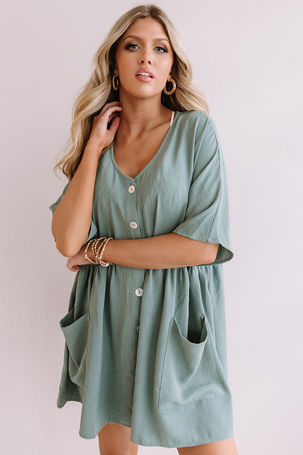 So Relatable Babydoll Tunic Dress In Pear Image - 2