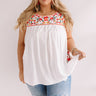 Sunset Watching Embroidered Tank in White Curves Image - 1