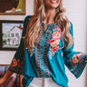 Road To Paradise Embroidered Top In Teal Image - 1