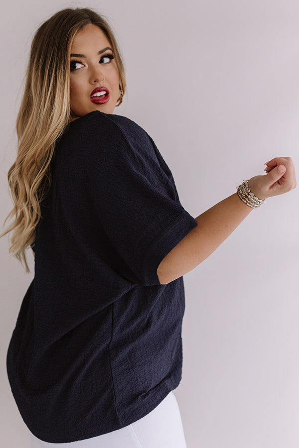 Toast In Tahiti Shift Top In Navy Curves Image - 5