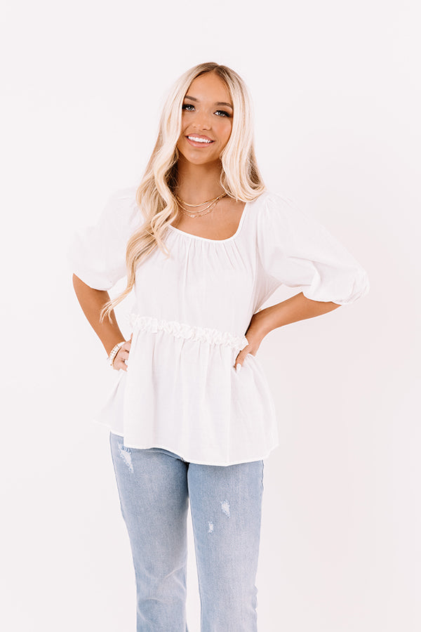 Praise And Prosecco Babydoll Top In White