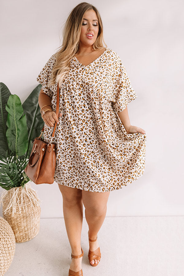 Alps And Kisses Leopard Babydoll Dress In Ivory Curves