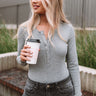 No Drama Ribbed Bodysuit In Grey Image - 1