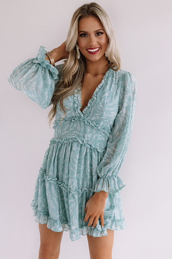 Champagne In The Garden Ruffle Dress in Sea Glass Image - 2