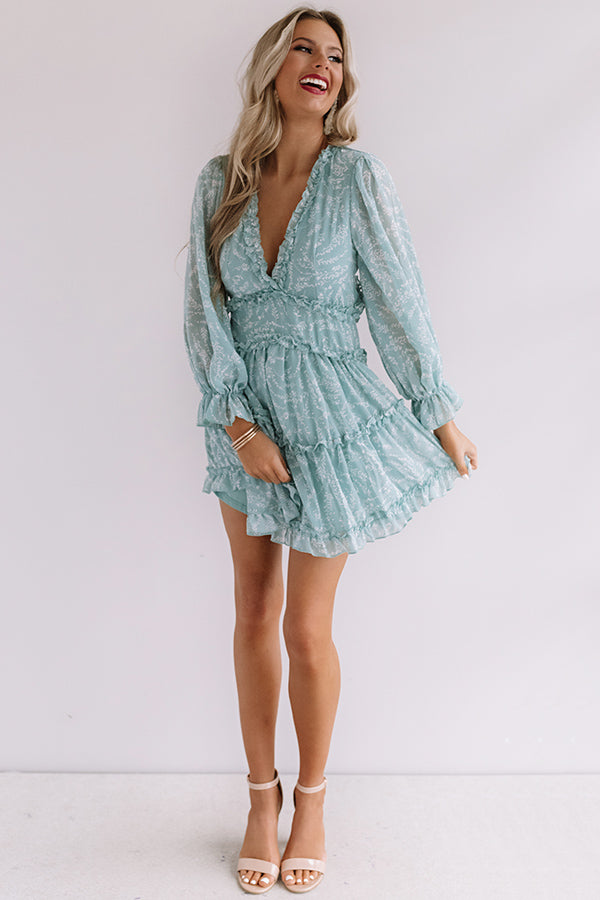 Champagne In The Garden Ruffle Dress in Sea Glass Image - 1