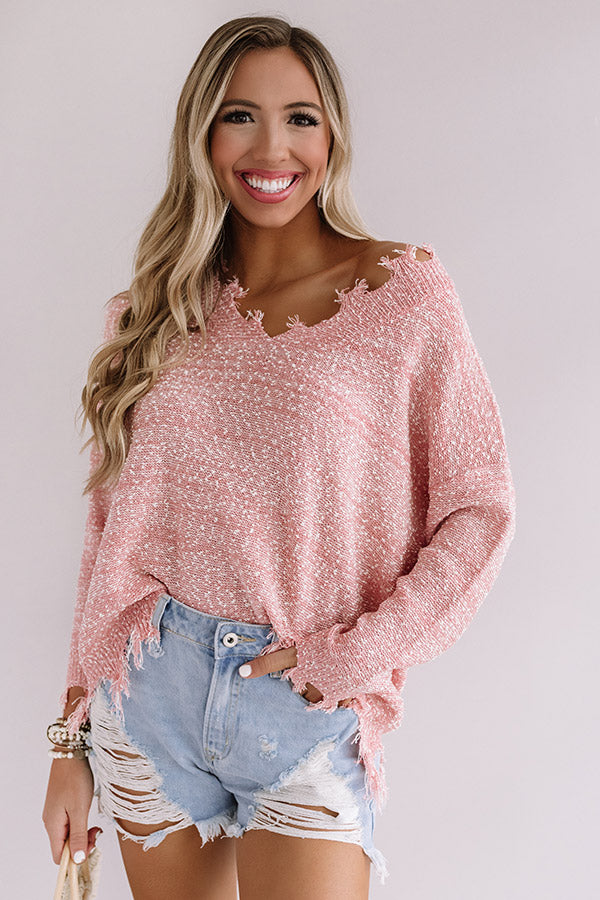 Bahama Sunrise Frayed Sweater in Blooming Dahlia Image - 4