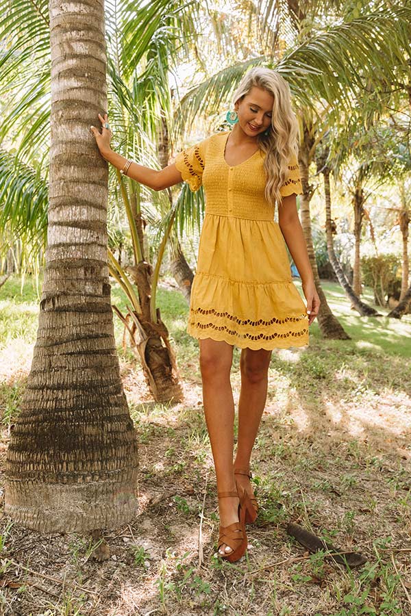 Bahamas Bungalow Eyelet Dress In Primrose Yellow Image - 2
