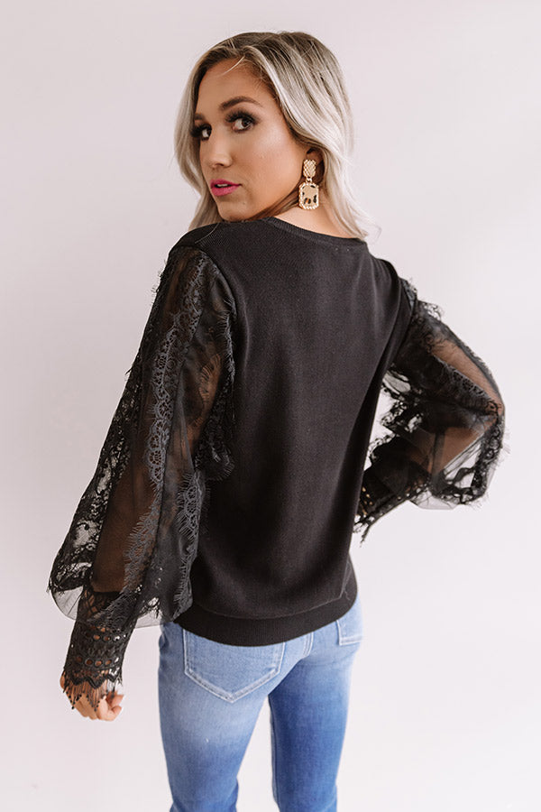 Take A Chance On Love Lace Top In Black Image - 5