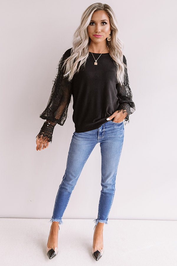 Take A Chance On Love Lace Top In Black Image - 2