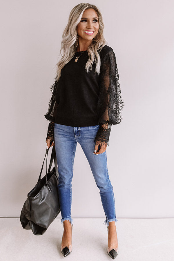 Take A Chance On Love Lace Top In Black Image - 3