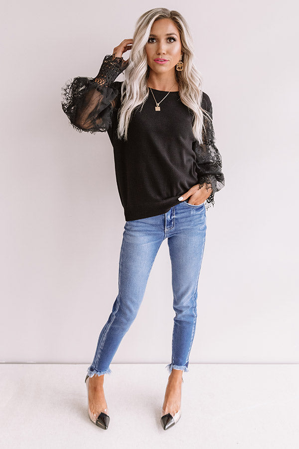 Take A Chance On Love Lace Top In Black Image - 4