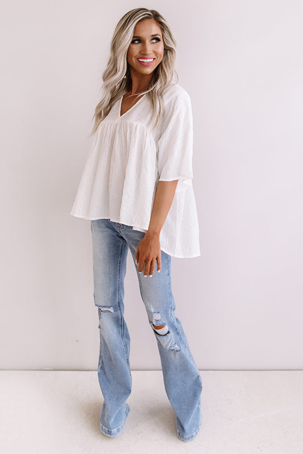 The Lucky One Babydoll Top in White • Impressions Online Boutique