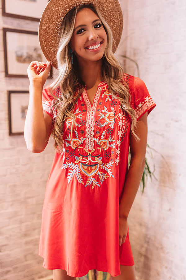 Bellinis In The Bahamas Embroidered Shift Dress Image - 1