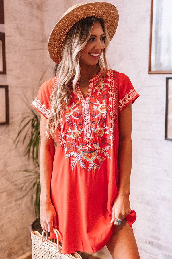 Bellinis In The Bahamas Embroidered Shift Dress Image - 3