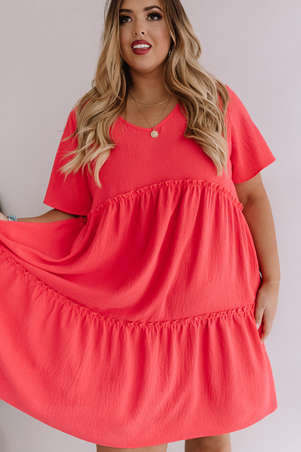 Bali Daydream Babydoll Dress In Coral Curves Image - 3