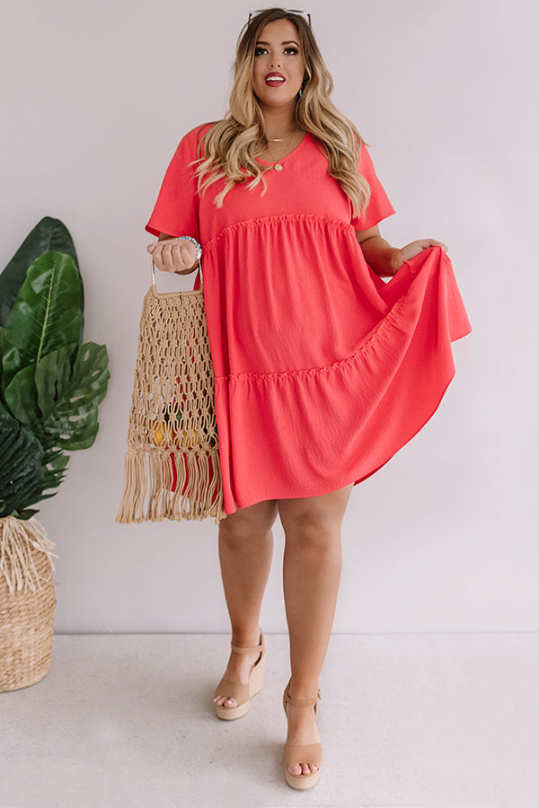 Bali Daydream Babydoll Dress In Coral Curves Image - 2