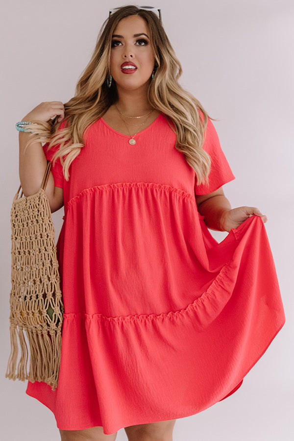 Bali Daydream Babydoll Dress In Coral Curves Image - 1