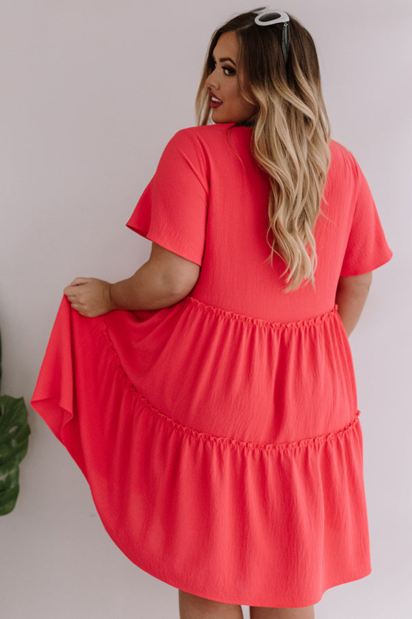 Bali Daydream Babydoll Dress In Coral Curves Image - 4