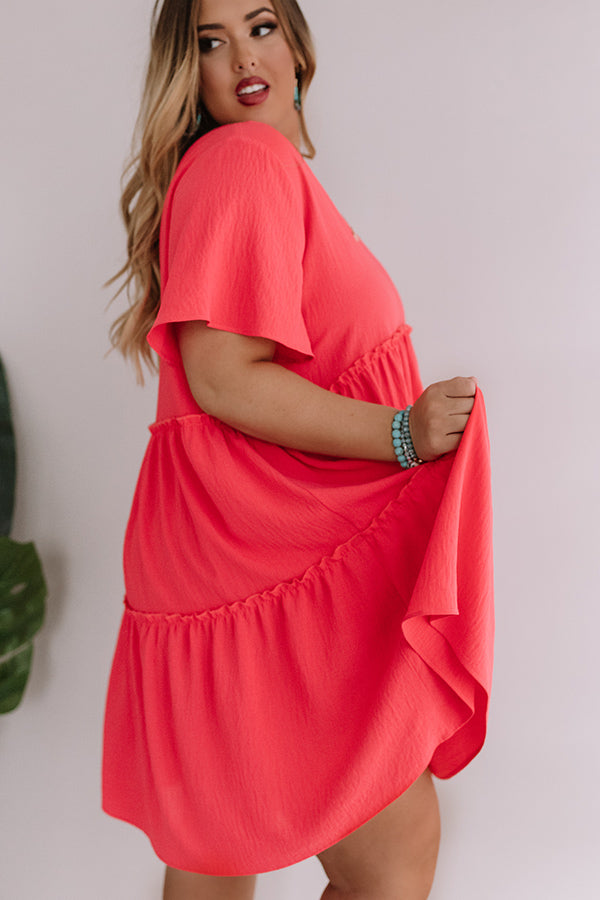 Bali Daydream Babydoll Dress In Coral Curves Image - 5
