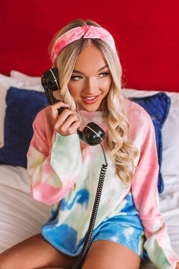 Kiss Me At Sunset Tie Dye Headband In Pink Image - 1