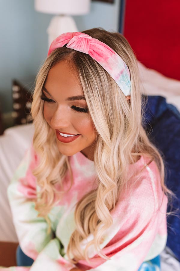 Kiss Me At Sunset Tie Dye Headband In Pink Image - 2