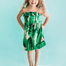 Pools And Palm Trees Children's Smocked Dress In Palm Leaf Green Image - 1