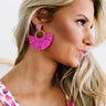 Margs In The Maldives Fan Earrings In Fuchsia Image - 1