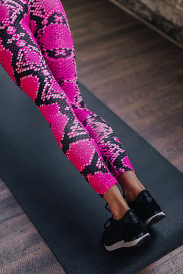 Passion For Fitness High Waist Snake Print Active Legging In Rose •  Impressions Online Boutique