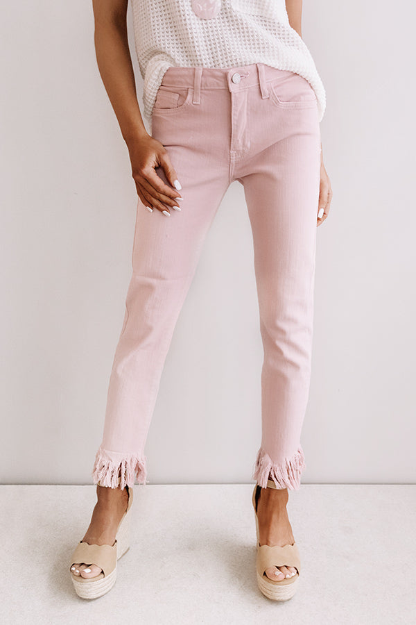 Just USA The Sydney High Waist Frayed Skinny In Pink Image - 1