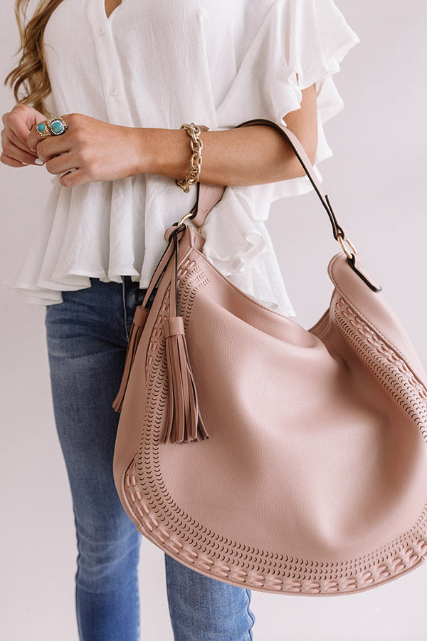 Sweet As Pie Faux Leather Tote in Blush Image - 2