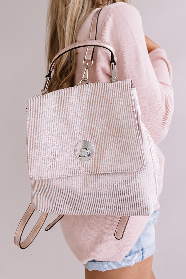 Exciting Sights Metallic Pinstripe Backpack in Pink Image - 1