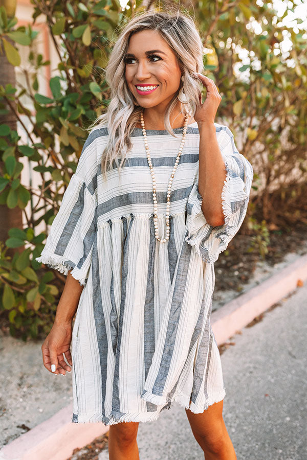 Set For Shore Stripe Babydoll Dress in Navy Image - 1