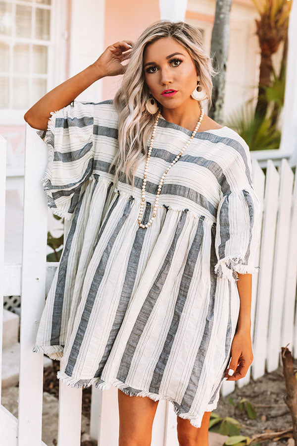 Set For Shore Stripe Babydoll Dress in Navy Image - 3