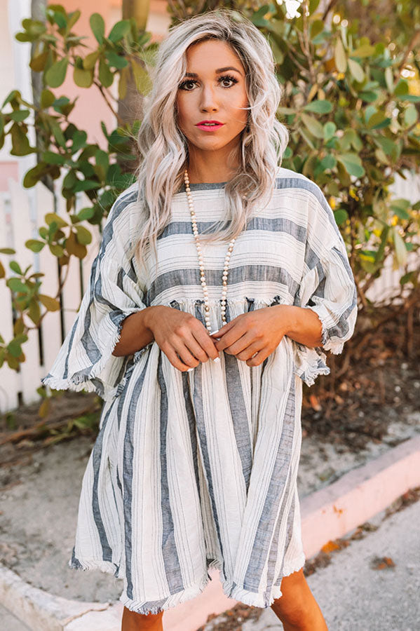 Set For Shore Stripe Babydoll Dress in Navy Image - 2